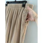 Coldwater Creek Wide Leg Gauze Cropped Pants Size Large Tan Lagenlook Beach Vaca Photo 3