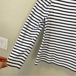 ALC Frank A.L.C Navy Stripes Boat Neck Puff‎ Long Sleeve Blouse Size M Photo 3