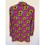 Tucker 100% Silk Shirt Dress Tunic sz M Bold Bright Pattern Pink Size M Photo 1