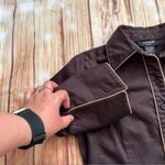 EXPRESS Women’s 3/4 Sleeve Button Down Stretch Sheath Midi Dress Brown Size 5/6 Photo 3