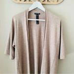 Eileen Fisher Short Sleeve Open Front Cardigan Sweater Tan Sz Small Photo 1