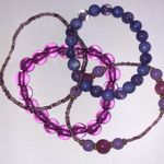 Lot of 4 Purple Pink Beads Beaded Boho Stretchy Bracelets Photo 4