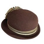 Vintage Michael Howard Fedora Wool Felt Hat Brown Gold Bow Size Medium OSFM Photo 3