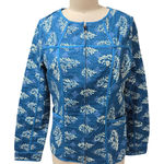 Lucky Brand Blue Quilted Floral Zip Jacket SZ S Photo 0