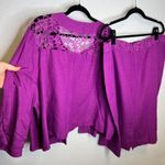 Ashley Stewart  Purple Linen Crochet Trim Jacket Skirt Suit Set Plus Size 24 18 Photo 3