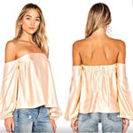 Elizabeth and James  Nolita Nectar Satin Off the Shoulder Bishop Sleeve Blouse XS Photo 1