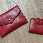 Red Textured Faux Leather Snap Closure Wallet and Card Holder, Two Piece Set, OS Photo 0