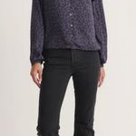 Marine layer NWOT Rory Longsleeve Ruffle Blouse in Blue Cheetah Photo 2