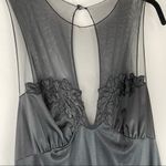 Vanity Fair Vintage Black Satin Maxi Dress Floal Bust Mesh Sz 38 Small Y2K Photo 3