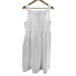 Everlane  White Seersucker Midi‎ Dress M Cotton Sleeveless Resort Wear Vacation Photo 4