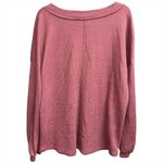 Pink Lily Dusty Rose Waffle Knit Long Sleeve V Neck Button Detail Top Womens M Photo 2