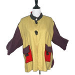XIAO Colorblock Tunic Jacket Women Size L‎ Top Linen Art To Wear Langenlook BOHO Yellow Size L Photo 0