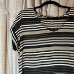 Soprano  Black and Grey Stripe Short Sleeve Blouse Size Medium Photo 2