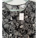 J Jill NWT Sz LG Black White Tropical Floral HiLo Popover Blouse Ruffle Peasant Photo 3