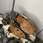 Tapestry Brocade Gold Sequin Leather Soled Boots Size 8.5 Photo 8