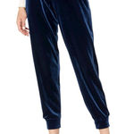 Liverpool Pull-On Stretch Velvet Joggers Midnight Blue Sz LG Holiday Pockets Photo 0