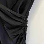 ZARA Midi Surplice Draped Dress with Side Slit Black Small Photo 5