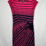 Taylor Dresses Women's Size 4 Pink Black Striped Cap Sleeve Sheath Dress Photo 0