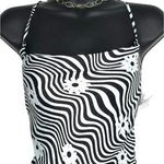 Bershka cross back floral satin slip dress in black white size XS NWT Photo 2