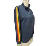 Aldi Workwear Half Zip Pullover Navy Rainbow Stripe Sleeve Cotton Blend M Blue Size M Photo 1