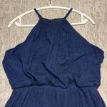 AUW Sz 14 Large Gauze Halter Navy Blue Maxi dress  Wedding Photo 1
