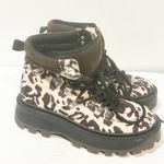 Urban Outfitters  Size 7 Tina Leopard Hiker Boot Lace Up Brown Photo 2