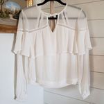 MINKPINK Revolve  white ruffle top long sleeve blouse cutout detail XS Photo 0
