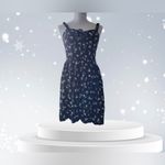 AUW Halter Top Dress Womens Large Black Floral Design Straps Pullover Summer Photo 1