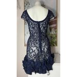 Jessica Simpson Navy Blue Sheer Lace 3D Floral Hem Mini Dress Size M Photo 5