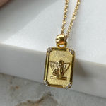 Angel engraved charm gold necklace Photo 3