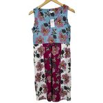 J. Jill‎ Floral Patchwork Sleeveless Knit V Neck Dress Women's Size XS NWT Blue Photo 1
