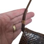 Vintage 70s La Belle snakeskin brown flap closure with split leather strap Photo 8