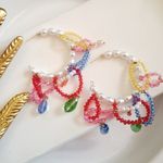 ZARA New!  Pearls & Gems Hoop Earrings Photo 3
