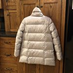 Lands' End Wide Channel Quilted Puffer Coat Small Silver Down Filled Zip Jacket Photo 5