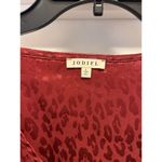 JODIFL Blouse Size Large Burgundy Satin Leopard Print V-Neck Babydoll Tunic LS Photo 1