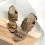 *Reaction Kenneth Cole Women's Size 9 Sandals Tan Gold Braided Strap Chic Photo 3