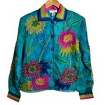 Anage Vintage Beaded Rainbow 80 Silk PopOver Shirt Women S Blue Floral Whimsical Photo 0