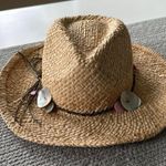 Straw Cowboy Hat with Leather Bow and Mother of Pearl Beads Buttons One Size Tan Photo 1