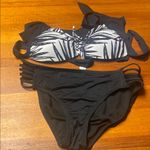 Apt. 9 Stylish Black and White Bikini with Stripes Photo 0