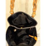 st. john's bay  Black Faux Leather‎ Braided Handle Shoulder Bag Tote Purse Photo 4