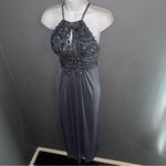Blondie Nites  New w $169 Tags Dusty Blue Gray Maxi Formal Prom Gown Dress XS Photo 6