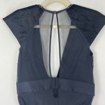 Victoria's Secret  Black Studded Velvet Mesh Deep V Bodysuit‎ Plunge Size M Photo 5