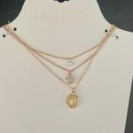 LC Lauren Conrad New Lauren Conrad 3 tier gold gemstone necklace set 16” Photo 0