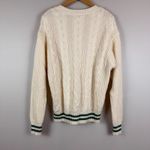 American Eagle Sweater Women M Ivory Cable Knit Crew Pullover Preppy Varsity Photo 1