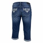 Rue21 Curvy Skinny Jeans Cropped Dark Wash Embroidered Pocket Women Juniors 9/10 Blue Size undefined Photo 1