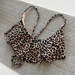 Xhilaration Black Tan Leopard Print Strappy Back Bikini Top Size Small Photo 3
