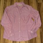 LL‎ Bean Womens Pink White Long Sleeve Ruffle Shirt Large Red Size 12 Photo 0