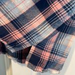Old Navy Size M Navy Pink Plaid Cotton Flannel Short Sleeve Button Pajama Top Photo 2