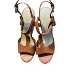 Marc Fisher Shoes Womens Size 9.5M Brown Leather Cork Wedge Sandal Strappy Heel Photo 0