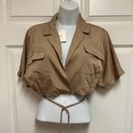 Beivy Khaki Utility Crop Shirt Photo 2
